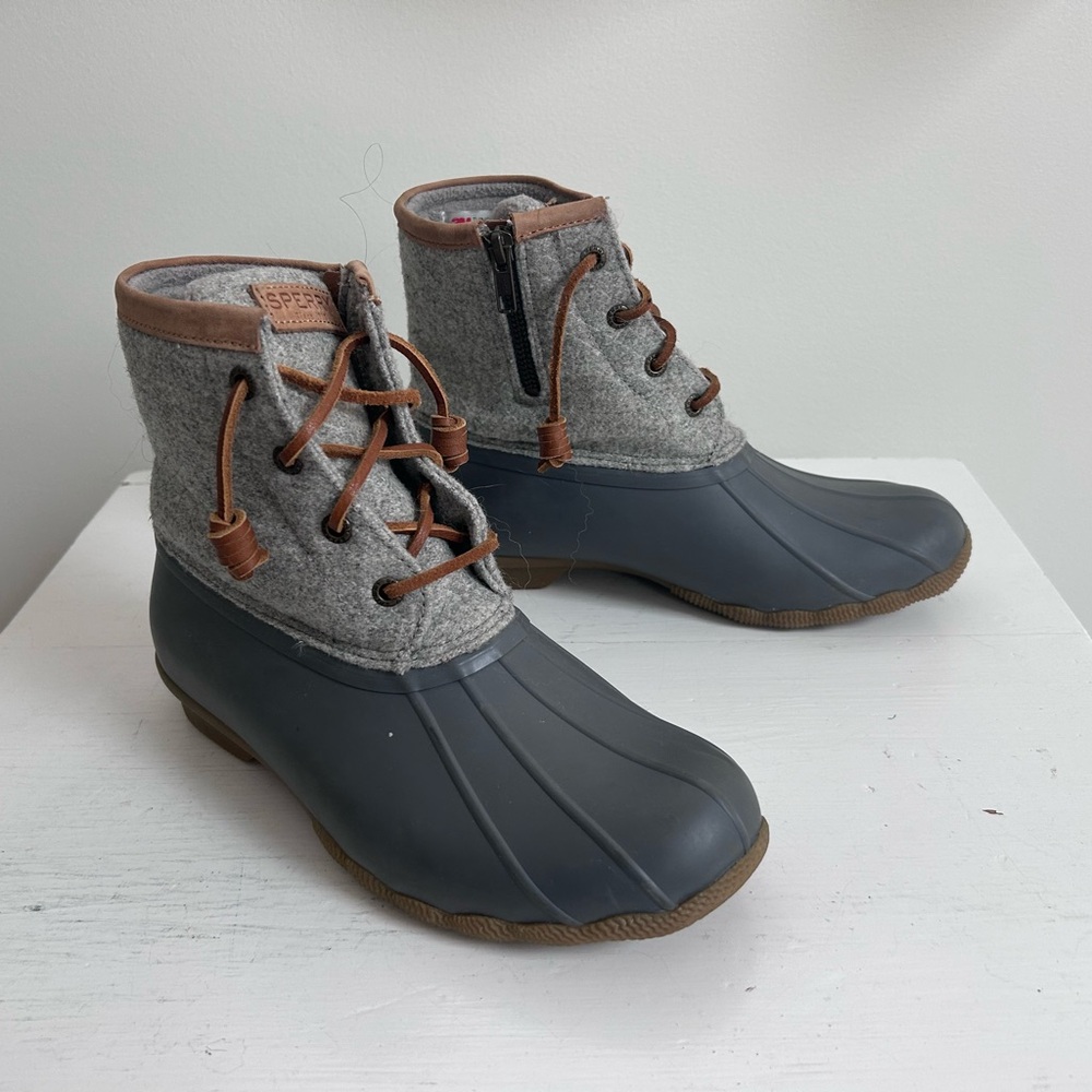 SPERRY Saltwater Gray Wool Duck Boots